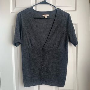 LUX, size large, dark grey, v-neck, button down